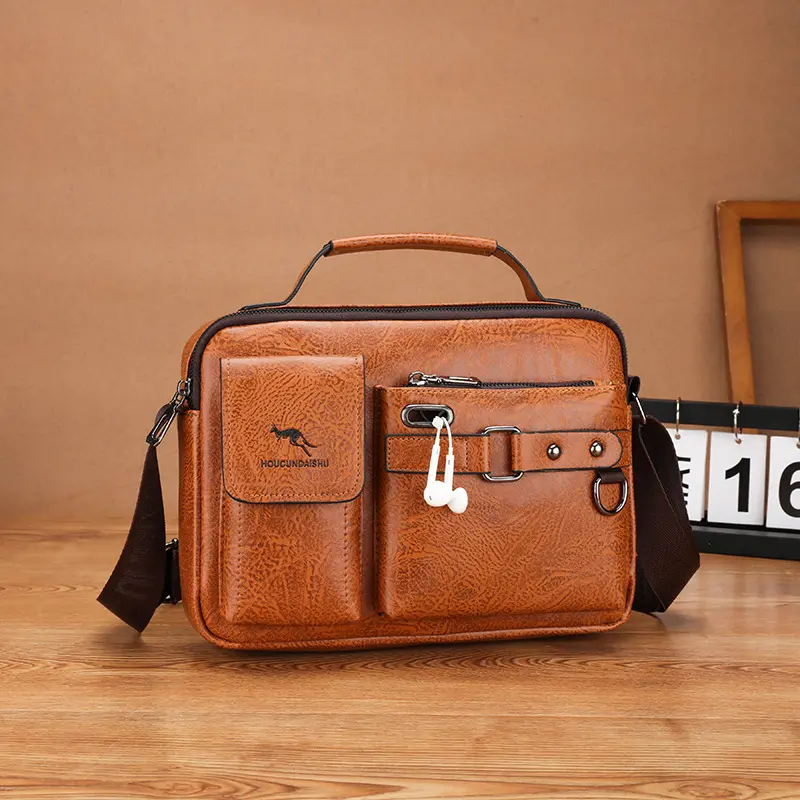 Retro PU Schultertasche Herren Großvolumen