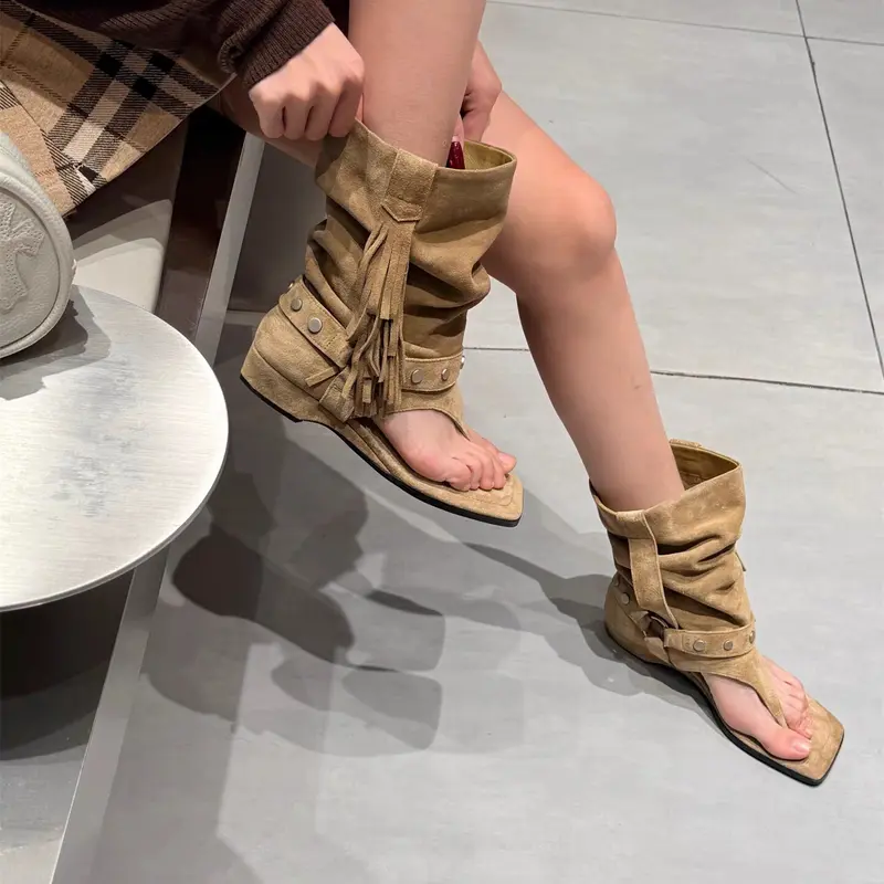 Retro Roman Sandalen mit Quasten