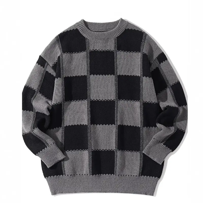 Retro Sweater Herren Crew Neck Chunky Knit