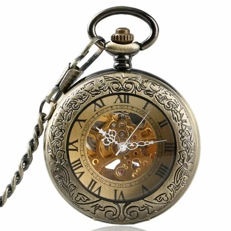 Retro Transparente Taschenuhr mit Klappdeckel