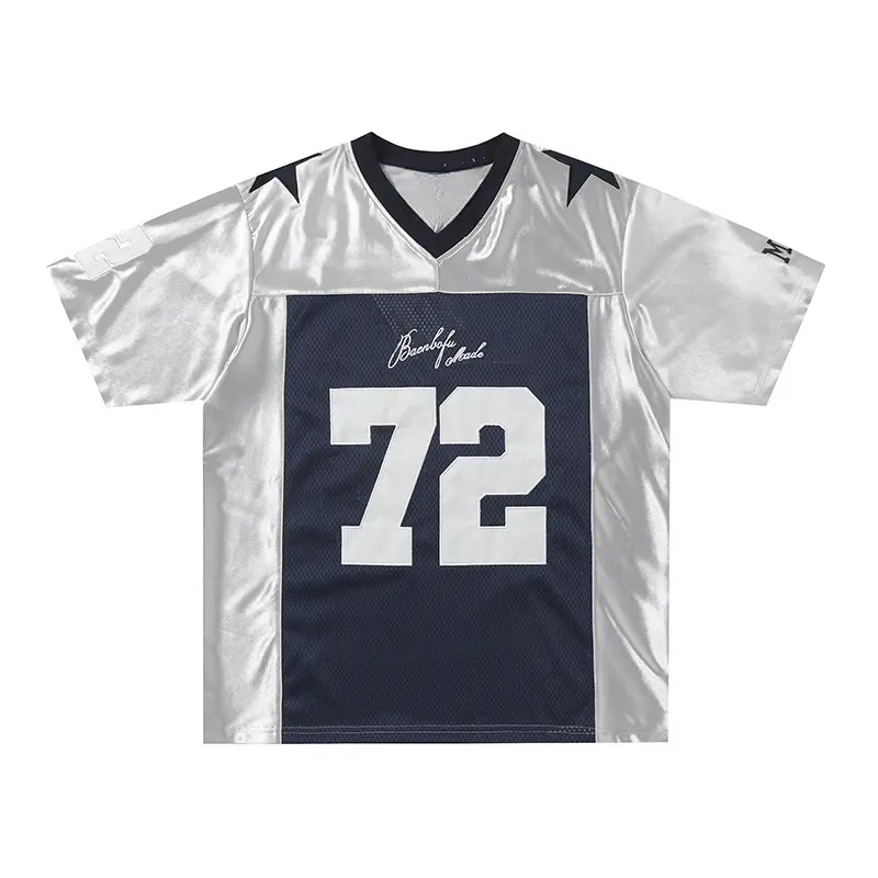Retro V-Neck T-Shirt mit Letter-Print