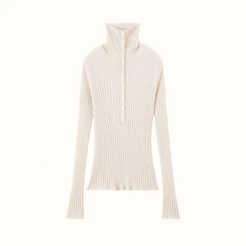 Ribbed Chunky Turtleneck Cashmere Pullover Damen Slim Fit