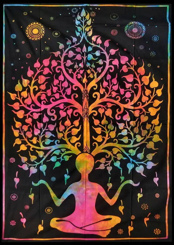 Ritualtuch Wandteppich Meditation unter dem Baum des Lebens -  213 x 137 cm