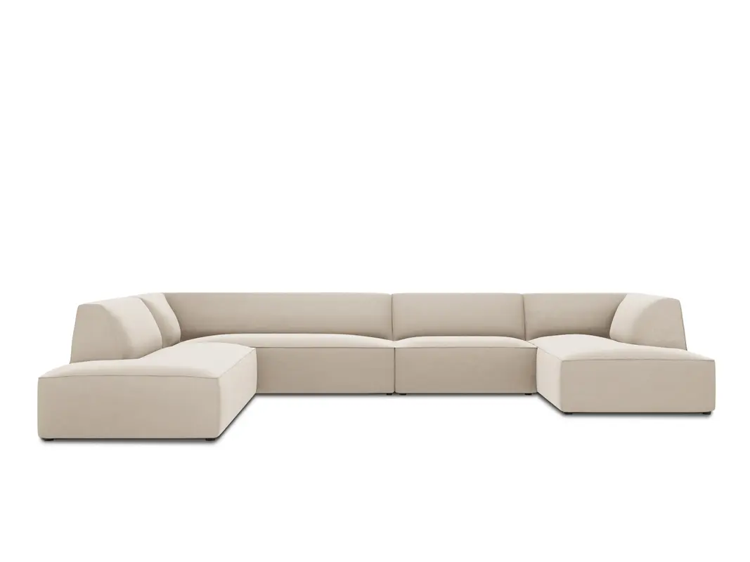 Ruby Velour Panoramic Ecksofa links 7 Sitzer