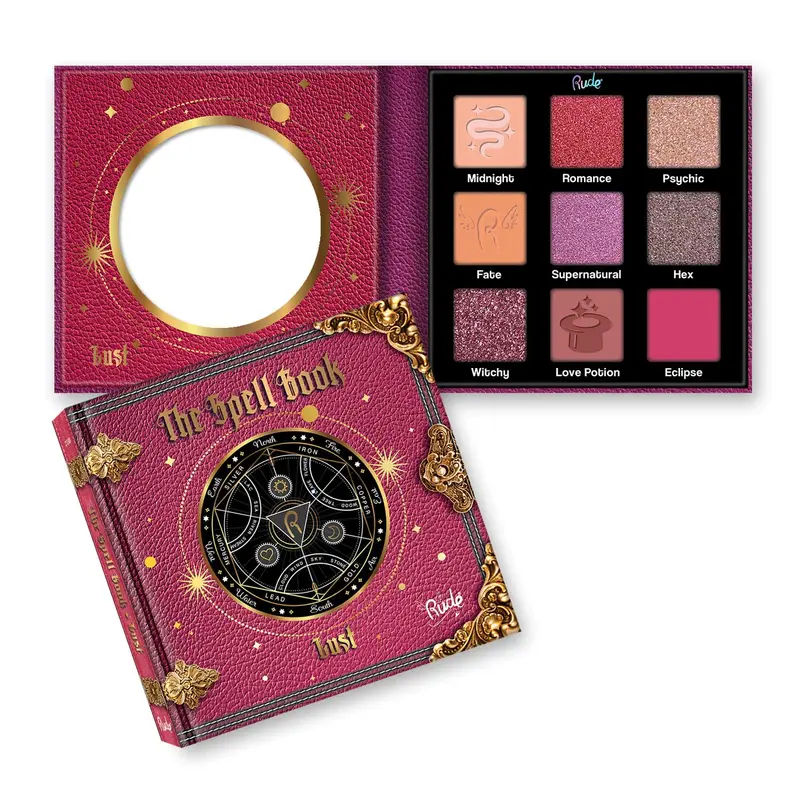Rude Cosmetics - The Spell Book, smooth and blendable Eyeshadow Palette, Lust