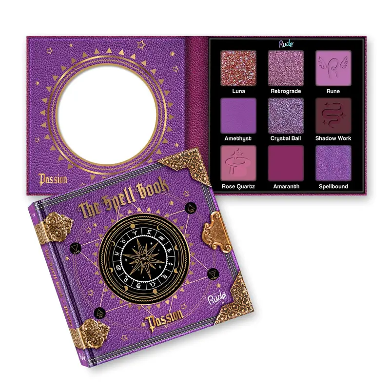 Rude Cosmetics - The Spell Book, smooth and blendable Eyeshadow Palette, Passion
