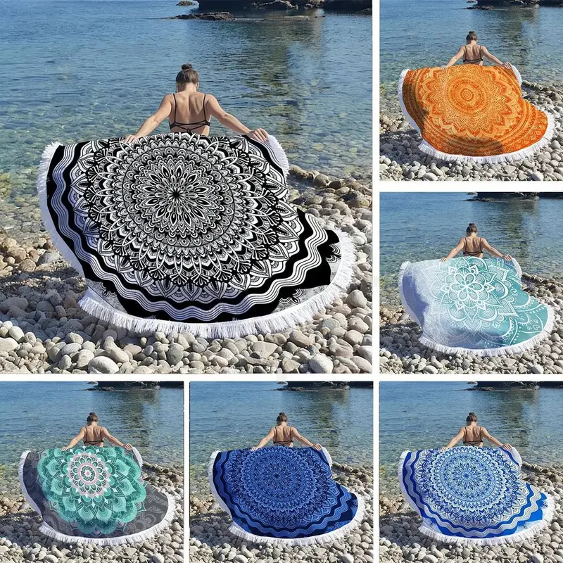 Rundes Strandtuch XL · Mandala Mikrofaser