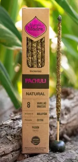 Sagrada Madre Patchouli Natural Räucherstäbchen – 8 dicke Räucherstäbchen