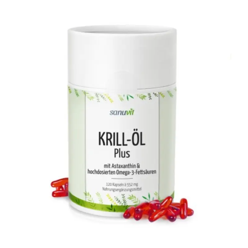 Sanuvit Krill Öl Plus - 100 % pures Superba™ Krill Öl mit Astaxanthin - 120 Kapseln