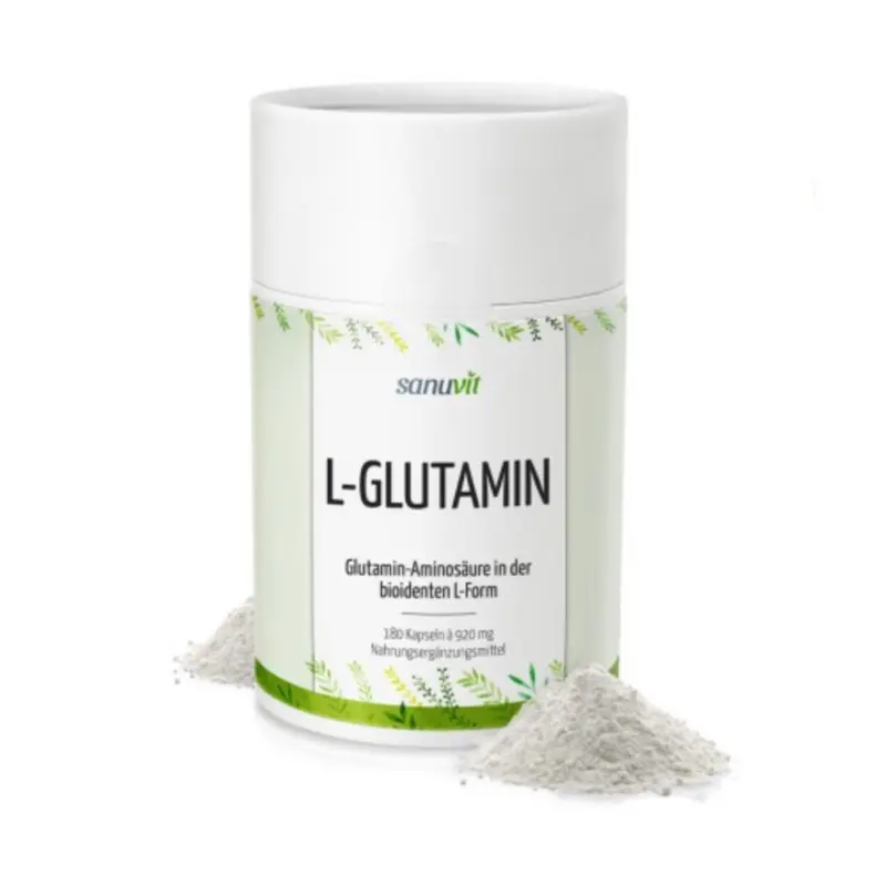 Sanuvit L-Glutamin Kapseln - 100% rein pflanzlich 800 mg - 180 Kapseln
