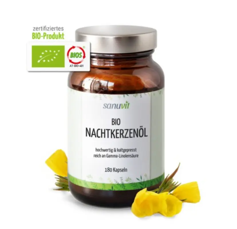 Sanuvit Nachtkerzenöl BIO Gamma-Linolensäure - 180 Kapseln