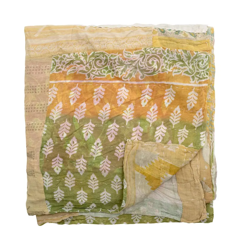 Sari Quilt, Gelb, Recycelte Baumwolle