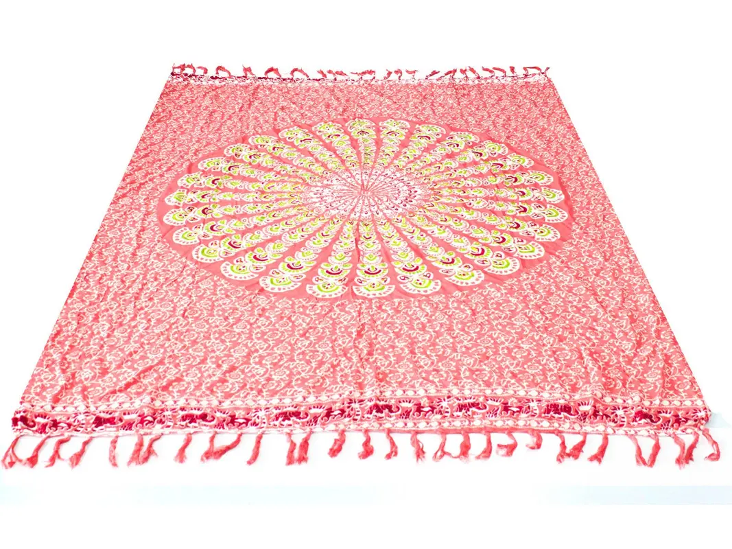 Sarong Pareo Lunghi mit Mandala-Muster - Rosa - 140x100cm