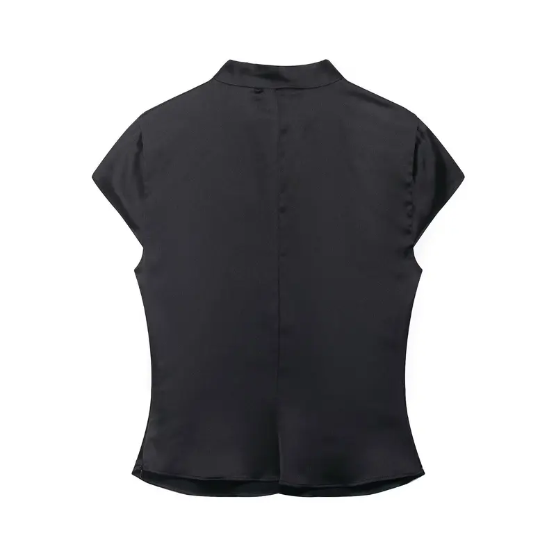 Satin-Top im China-Stil mit Mandarinkragen