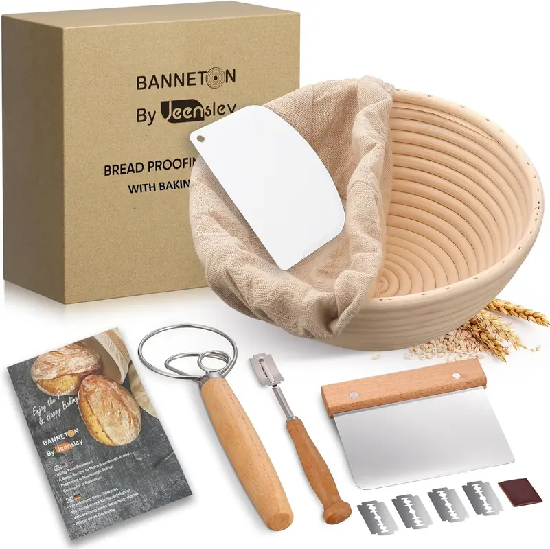 Sauerteig Starterset mit Gärkörbchen und Brotbackwerkzeugen