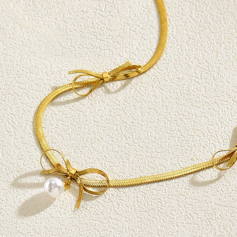 Schlange-Kette mit Perlen-Schleifen-Anhänger