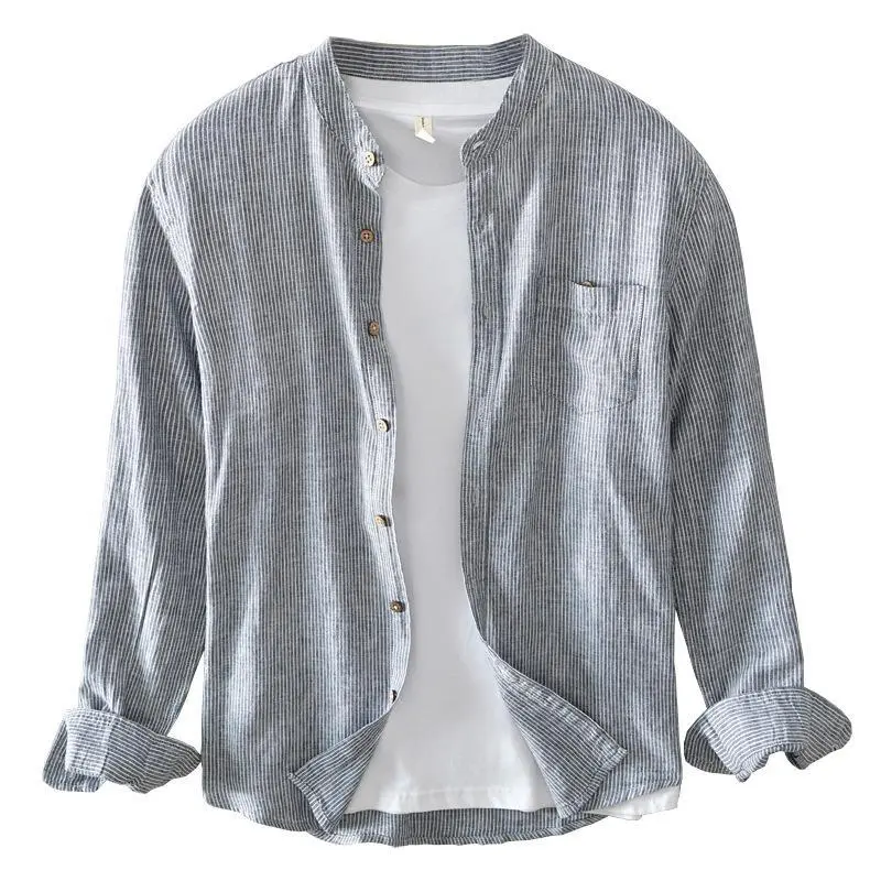 Schlanke Langarm-Herrenbluse mit Streifen