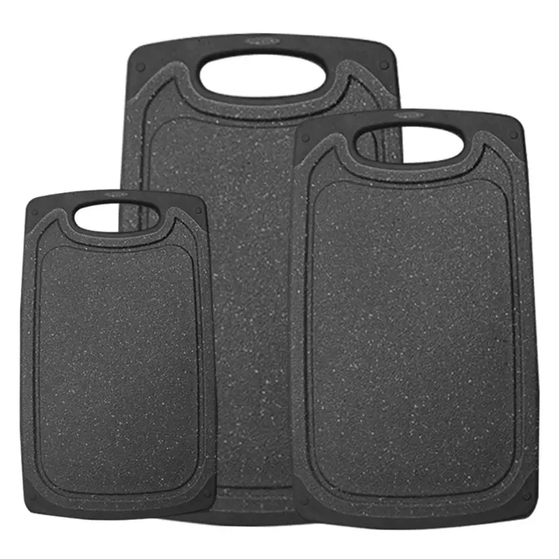 Schneidebrett-Set, 3-teilig, Schwarz