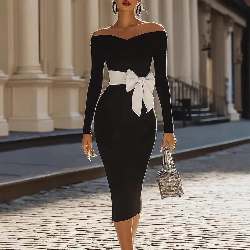 Schnürkleid «Noir» – Schleifen-Detail