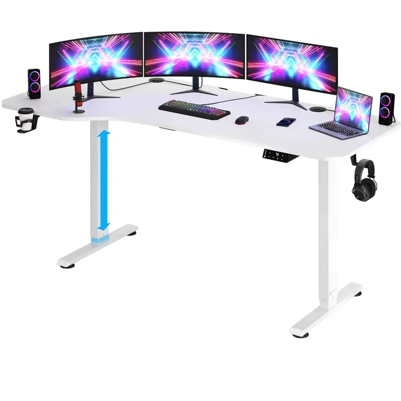 Schreibtisch Höhenverstellbar Weiss - 160x75x73-118cm
