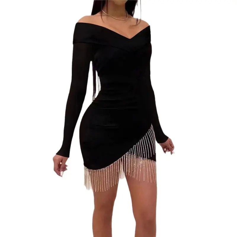 Schwarzes Off-Shoulder Midikleid für Damen