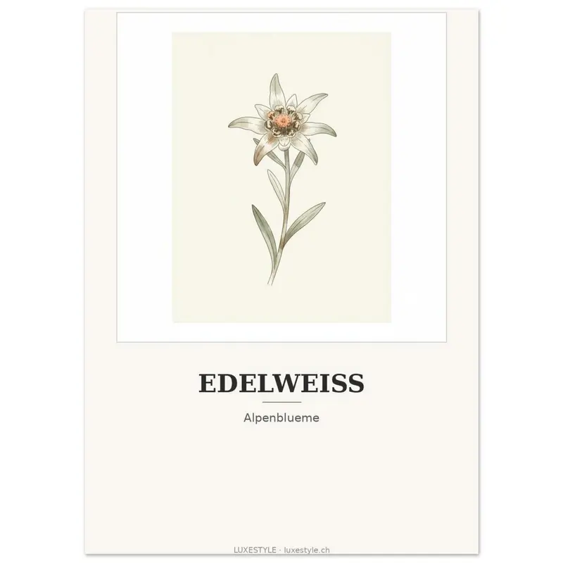 Schweiz-Poster «Edelweiss» · Botanischer Kunstdruck