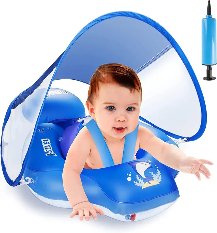 Schwimmring mit Sonnendach, blue L