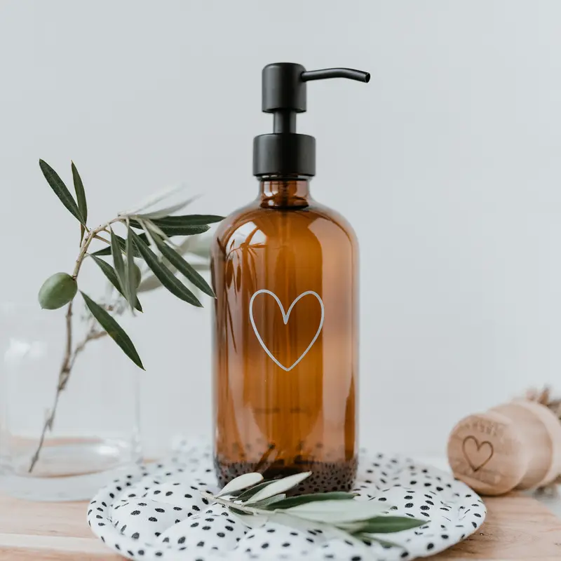 Seifenspender - Herz - aus Glas - 500ml