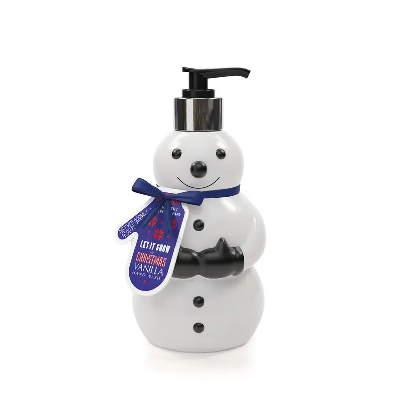 Seifenspender Schneemann, Flüssigseife, Flasche m. Pumpspender, Vanilleduft - 500ml