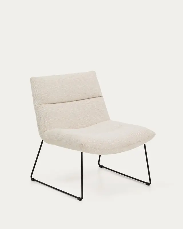 Sessel Asen in beiger Chenille mit schwarzen Stahlbeinen FSC 100%