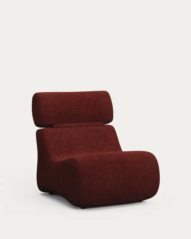 Sessel Club aus bordeauxfarbenem Bouclé