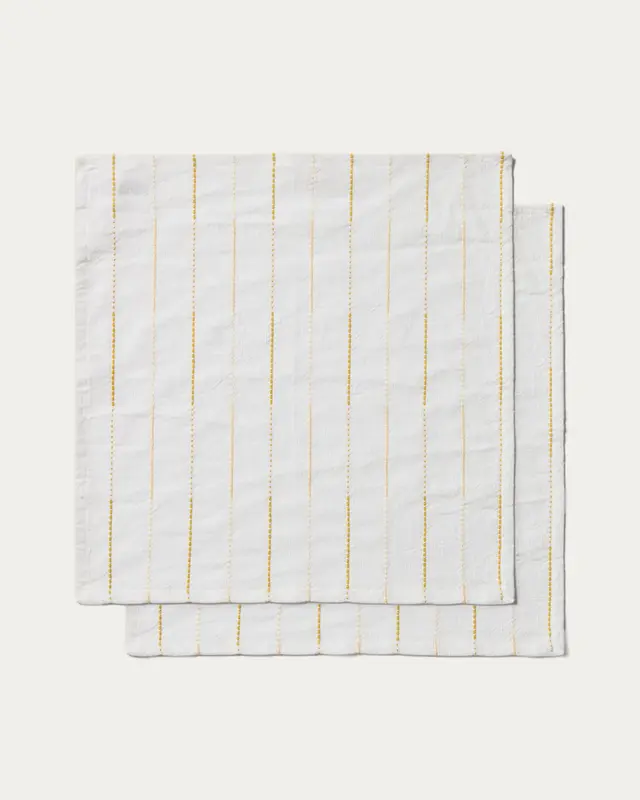 Set Anila mit 2 Servietten aus Baumwolljacquard in Gelb, 35 x 35 cm
