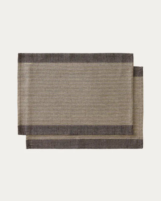 Set Briven mit 2 Tischdecken aus 100 % Baumwolle, Schwarz, 35 x 50 cm