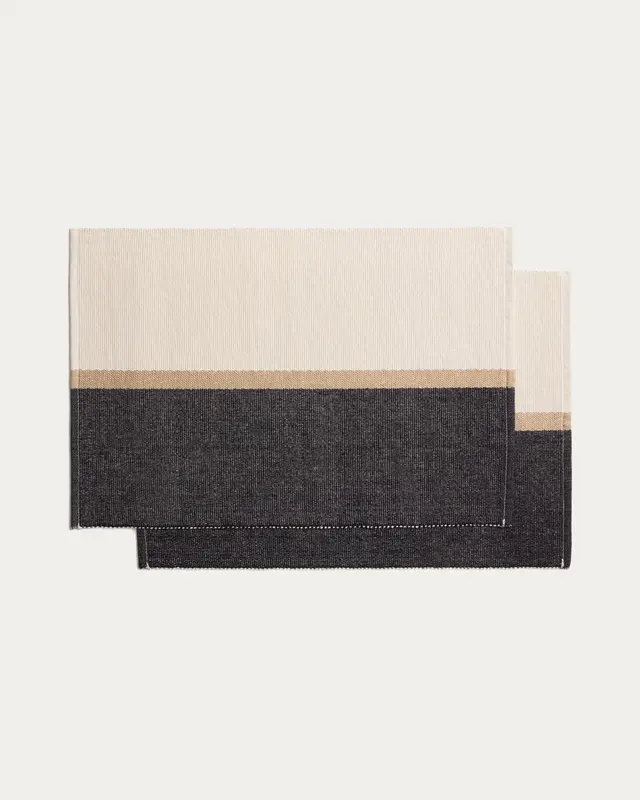 Set Tari mit 2 Tischsets aus 100% Baumwolle schwarz 35 x 50 cm