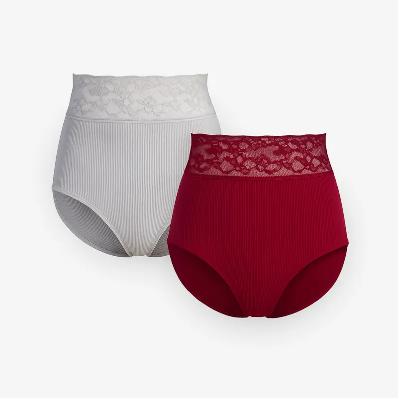 Shapewear Komfort Maxi-Slip mit Spitzenbündchen – Slip 2er Set