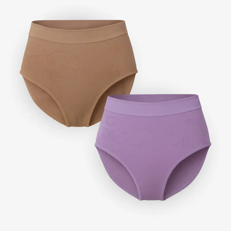 Shapewear Komfort Midi-Slip im Schmetterlings-Blumen-Design – 2er Damen Slip