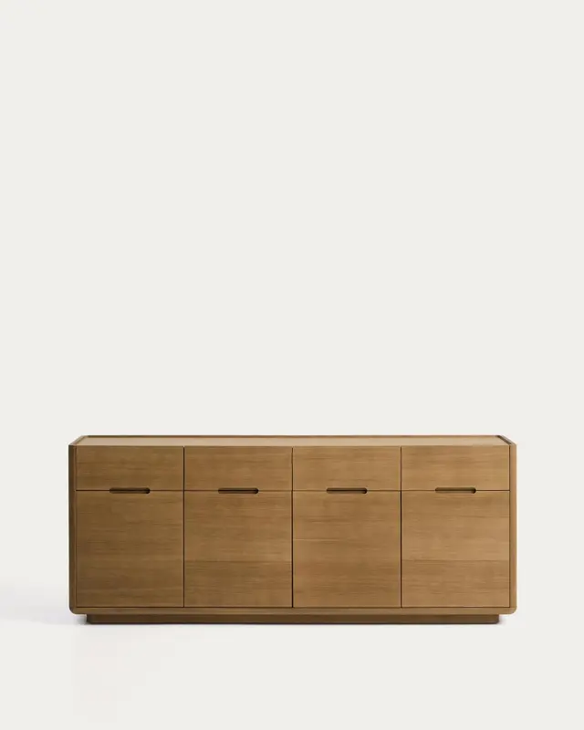 Sideboard Arelida aus Furnier und massivem Eichenholz mit hellbraunem Finish 200 x 80 cm FSC Mix Credit