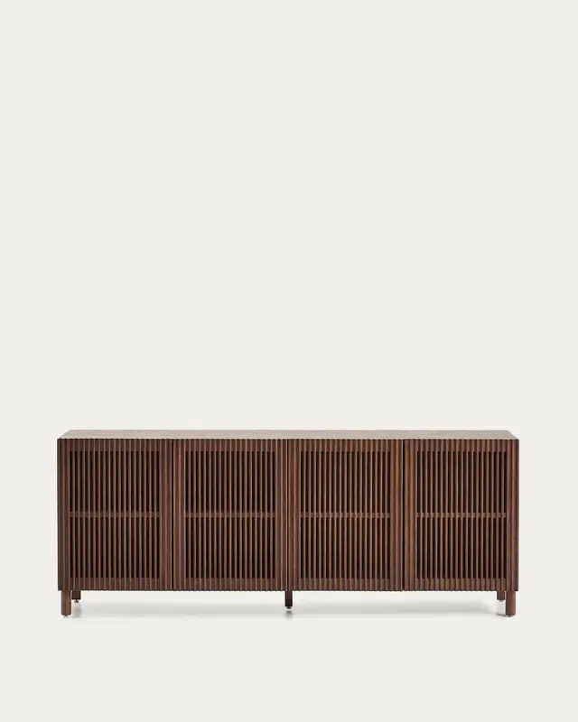 Sideboard Beyla mit 4 Türen aus Eschenfurnier und Massivholz aus Esche mit nussbaumfarbenem Finish 180 x 71,5 cm FSC 100%