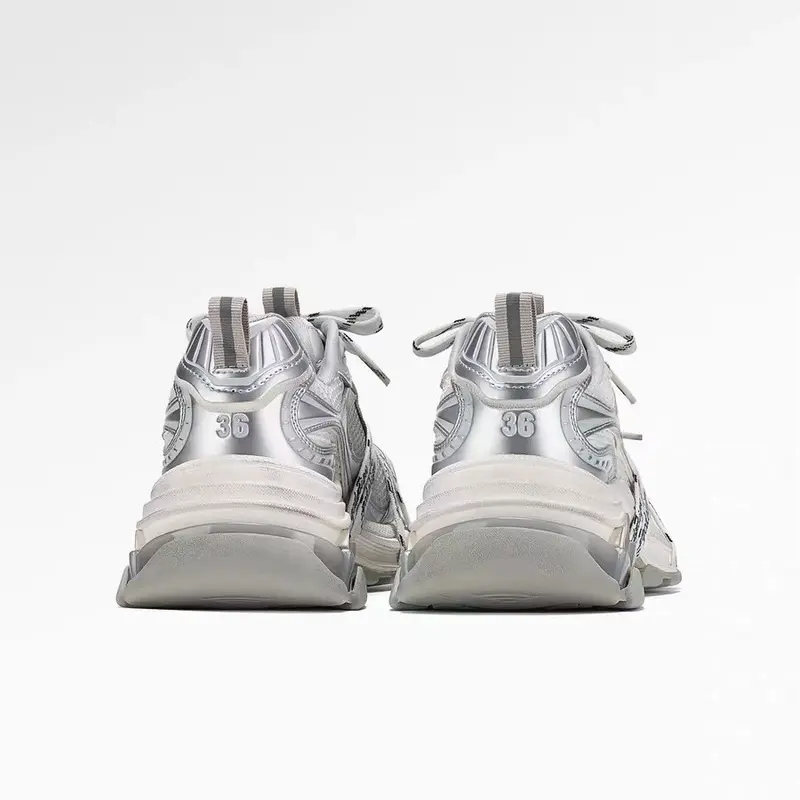 Silberne Chunky Dad-Sneaker im Colorblock-Design