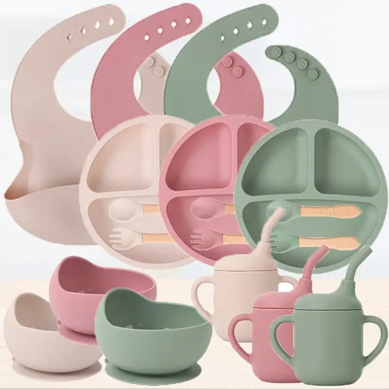 Silikon Baby-Lätzchen 5er-Set · BPA-frei, Spülmaschinenfest