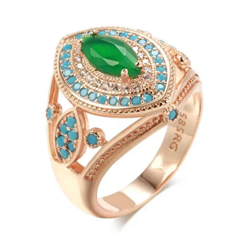 Smaragd-Zirkon Schmuck-Set «Vintage» · Ohrringe, Ring & Halskette