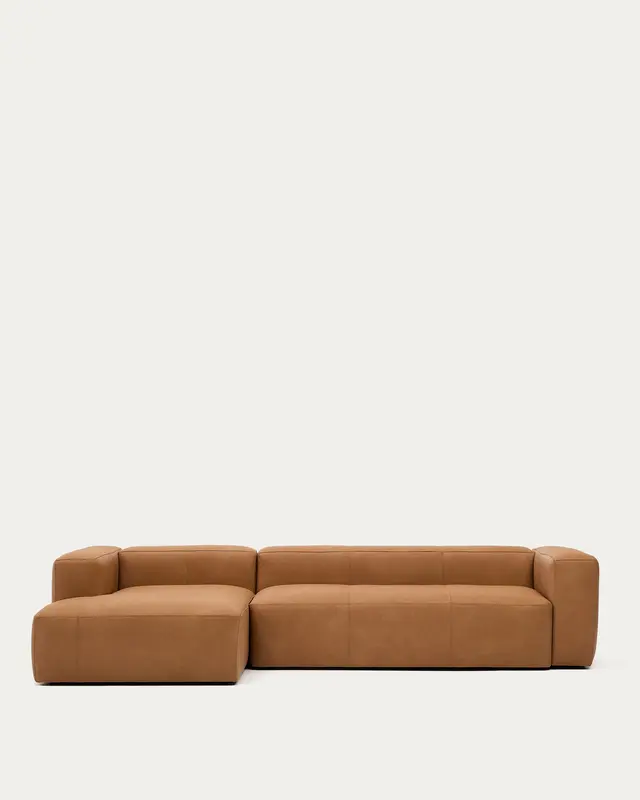 Sofa Blok aus braunem Leder 4-Sitzer Chaiselongue links 330 cm