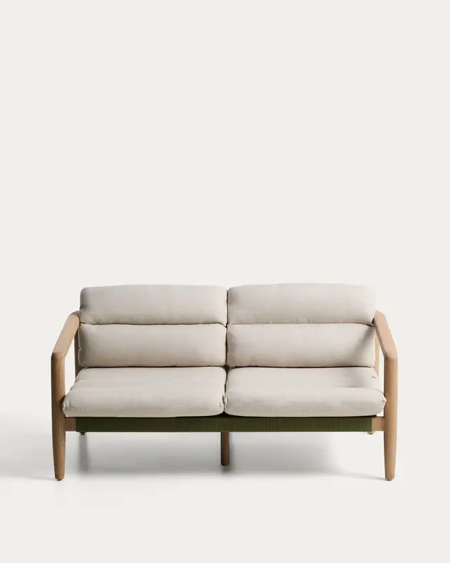 Sofa Menfi aus massivem Akazienholz und grünem Seil, 136 cm