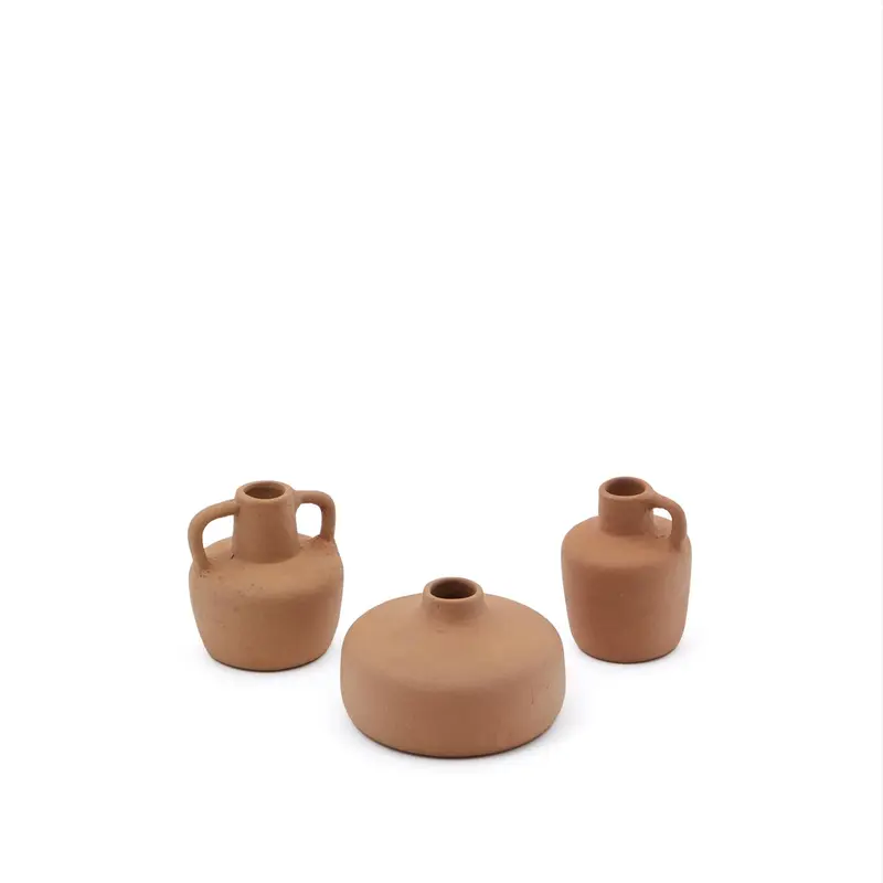Sofra 3er Set Vasen aus Terrakotta 6 cm / 7 cm / 10 cm