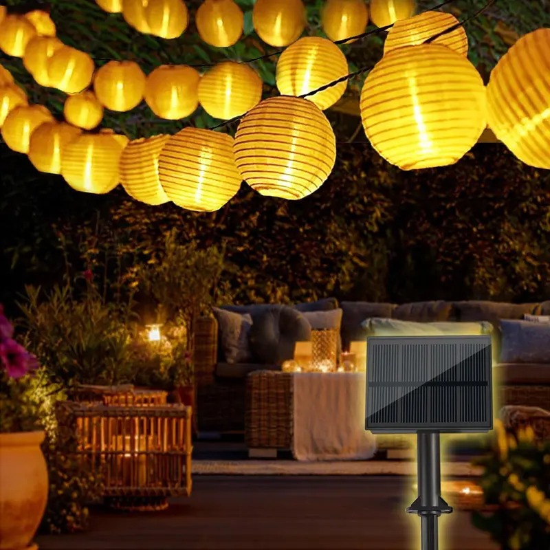 Solar-Lichterkette mit Lampions (30 LEDs), 30 LED Warmweiss