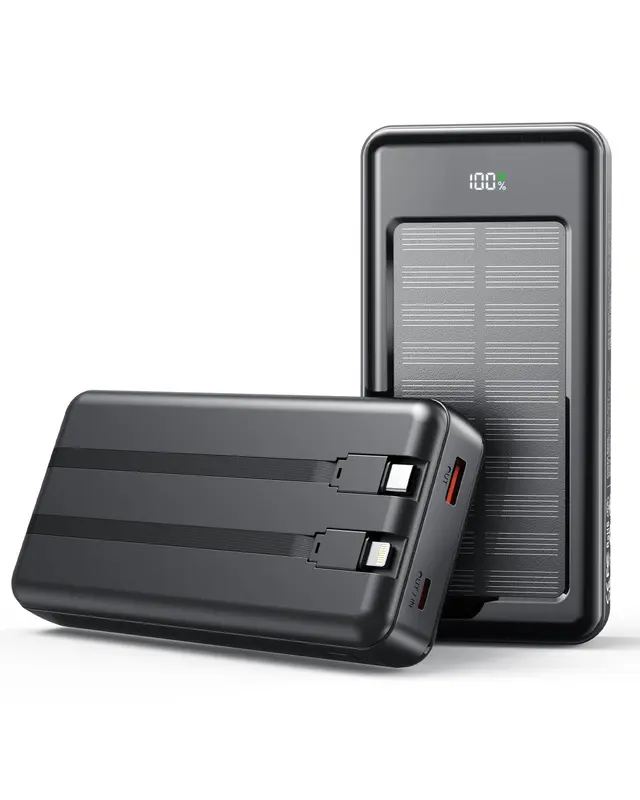 Solar Powerbank PC3-S mit Schnellladefunktion, Schwarz