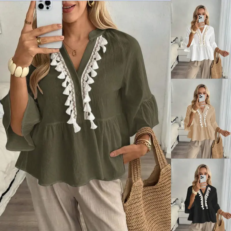 Sommer-Top «Sole» – V-Neck mit Knopfleiste