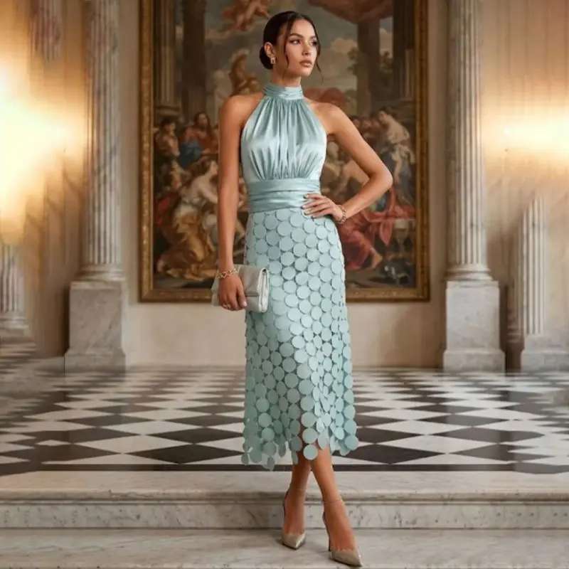 Sommerliches Neckholder-Kleid mit Rundrock