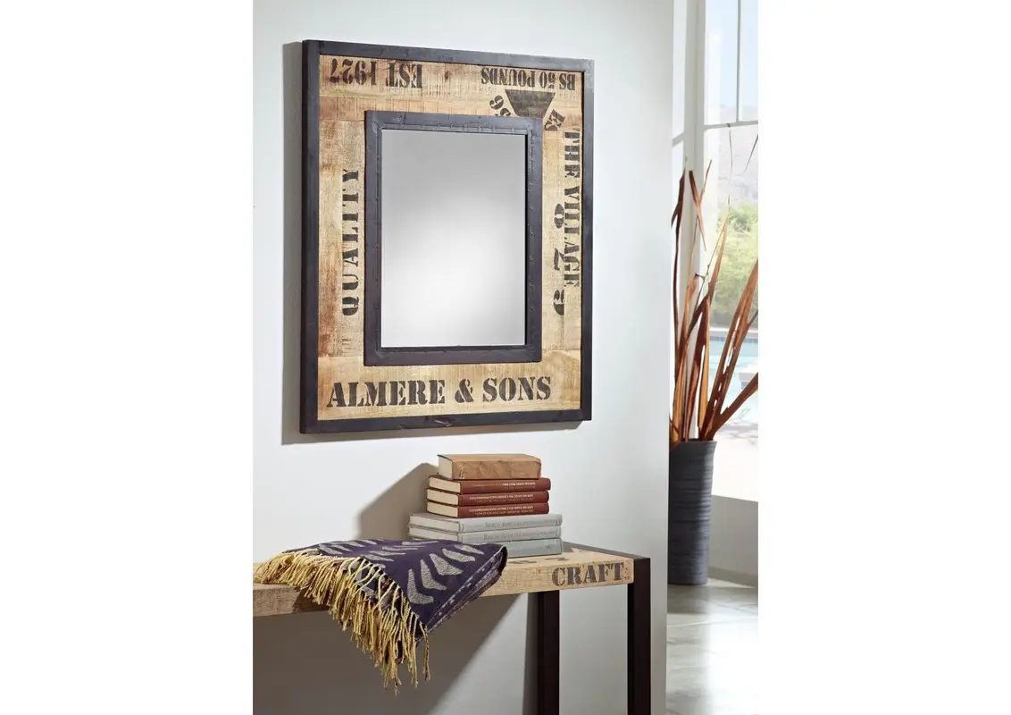 Spiegel Mango 90x3x80 natur bedruckt FACTORY