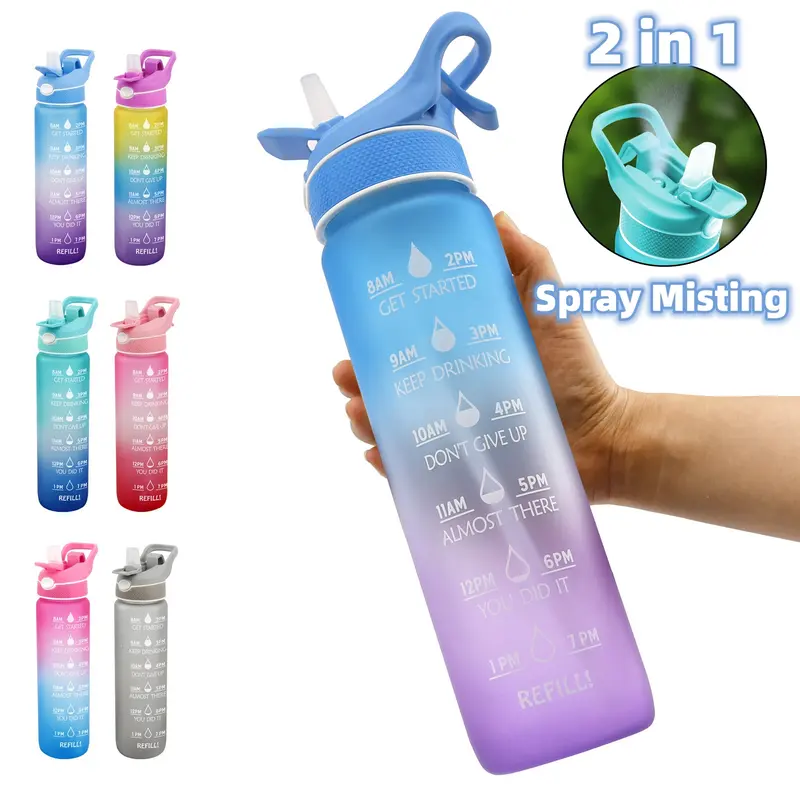 Sport-Trinkflasche mit Sprühfunktion & Zeitmarker